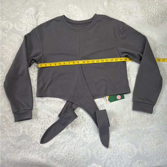 Halara Crossover Tie Back Cropped Casual Sweatshirt In Gunmetal Grey Size Medium - Picture 9 of 9